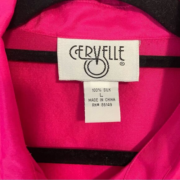 Vintage 100% Silk Blouse Pink Button Collar Long Sleeve Tunic Top Size Large - Picture 5 of 8